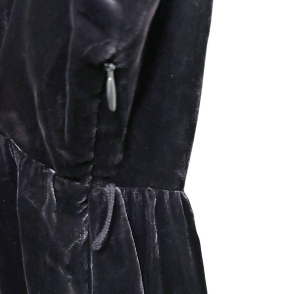 GAP Velvet Babydoll Dress Womens Size 8 M Black Sleeveless Silk Blend Coquette - Picture 4 of 7